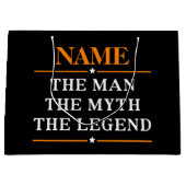 その男パーソナライズされたに神話を伝説と名付ける ラージペーパーバッグ (正面)