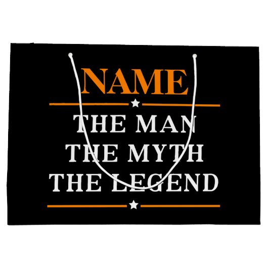 その男パーソナライズされたに神話を伝説と名付ける ラージペーパーバッグ (裏面)