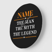 その男パーソナライズされたに神話を伝説と名付ける ラージ壁時計 (傾斜)