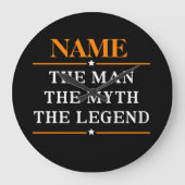 その男パーソナライズされたに神話を伝説と名付ける ラージ壁時計 (正面)