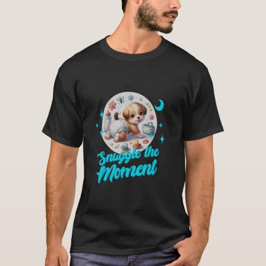 その瞬間をぎゅっと可愛い赤ちゃんおむつパピー 抱っこD Tシャツ (正面)