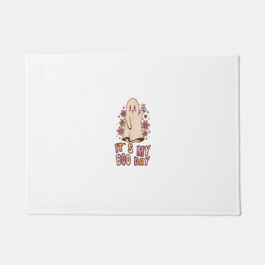 その私のブーの日かわいい幽霊ハロウィーン誕生日hippi ドアマット (正面)