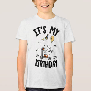 その私の誕生日にマッチおもしろいするガチョウの家族の女性 トライブレンドTシャツ
