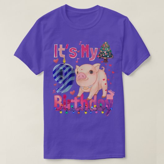 その私の誕生日の女の子Pig 9歳の女の子Pig Tシャツ (デザイン正面)