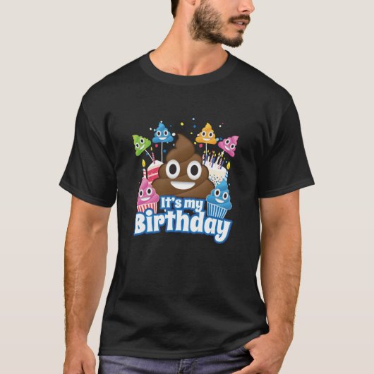 その私の誕生日ウンチ絵文字おかしいシャツ Tシャツ (正面)