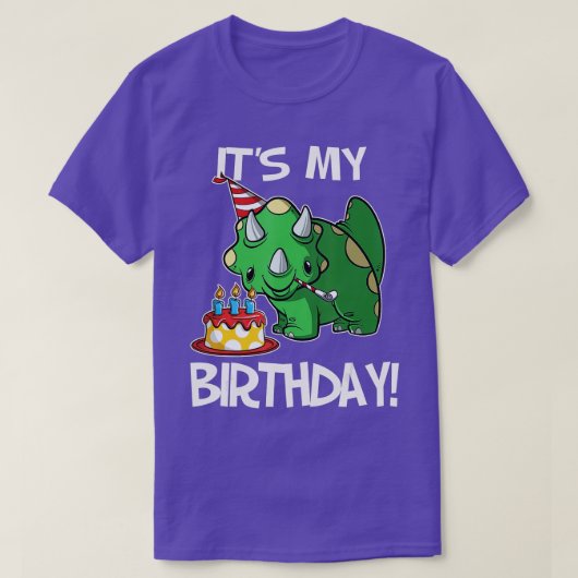 その私の誕生日トリケラトプスの贈り物 Tシャツ (デザイン正面)