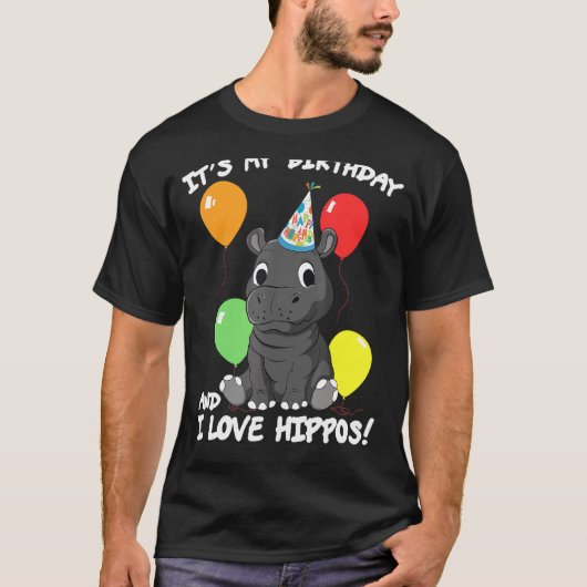 その私の誕生日I愛Hippos女の子の誕生日パーティー Tシャツ (正面)