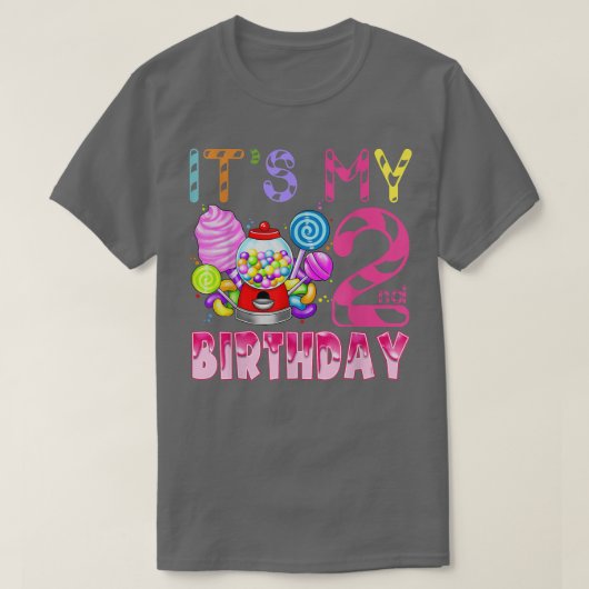 その私の2番目の誕生日キャンディランド誕生日女の子 Tシャツ (デザイン正面)