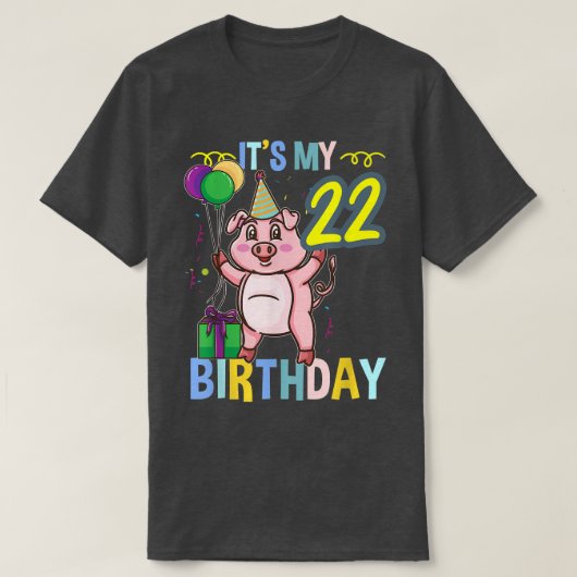 その私の22誕生日かわいい豚3310 Tシャツ (デザイン正面)