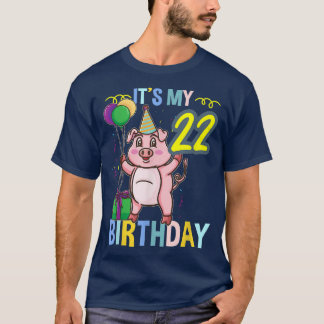 その私の22誕生日かわいい豚 Tシャツ