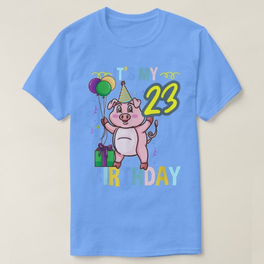 その私の23誕生日かわいい豚 Tシャツ (デザイン正面)