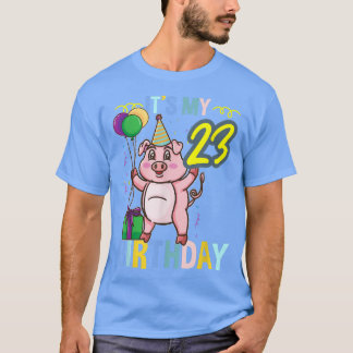 その私の23誕生日かわいい豚 Tシャツ