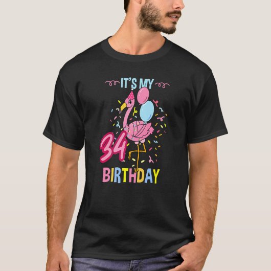 その私の34誕生日フラミンゴ Tシャツ (正面)