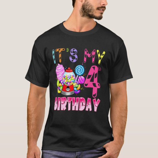 その私の4歳の誕生日キャンディランド誕生日女の子 Tシャツ (正面)