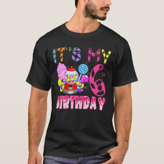 その私の6番目の誕生日キャンディランド誕生日女の子 Tシャツ