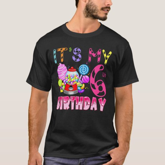 その私の6番目の誕生日キャンディランド誕生日女の子 Tシャツ (正面)