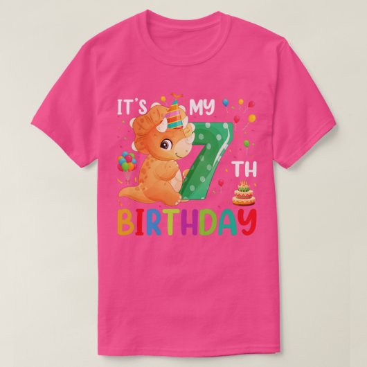 その私の7誕生日7歳誕生日キッズディノ Tシャツ (デザイン正面)