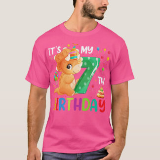 その私の7誕生日7歳誕生日キッズディノ Tシャツ