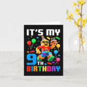 その私の9誕生日建物レンガ9歳の少年 カード (黄色い花)