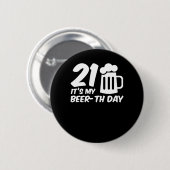 その私のBeerth日の第21誕生日ビールギフト 缶バッジ (正面&裏面)