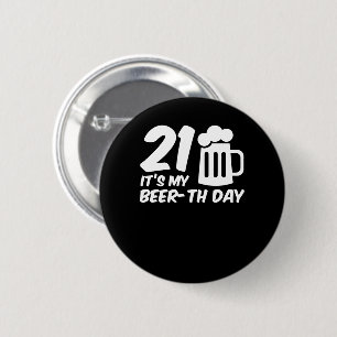 その私のBeerth日の第21誕生日ビールギフト 缶バッジ