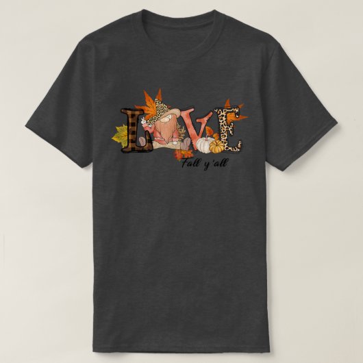 その秋ヤールキュートラブ格言カボチャ紅葉 Tシャツ (デザイン正面)