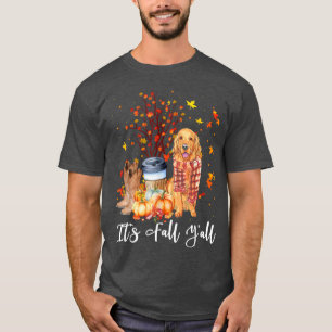 その秋ヤールゴールデンレトリエバードッグパンプキン秋オー Tシャツ