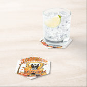 その秋ヤールボストンテリアサンクスギビングパンプキン ペーパーコースター (インサイチュ)