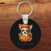 その秋Y'allかわいいフローラパンプキンチワフアハロ キーホルダー (正面)