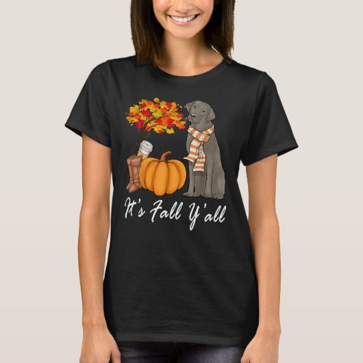 その秋Yall秋ティーズのための女性ラブラドール銀 Tシャツ (正面)