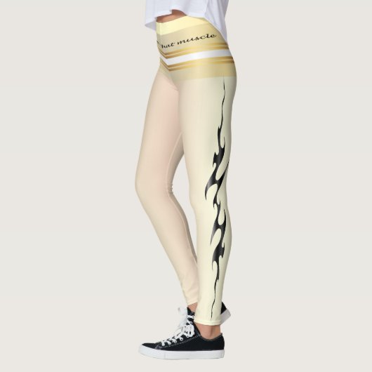 その筋肉の引用文の黄色と黒の文字 レギンス (左)