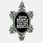 その筋肉白のために強いるために得られる スノーフレークピューターオーナメント (左)