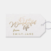 その素晴らしい人生の金ゴールドレタリングフォイルクリスマス ギフトタグ (正面(横))