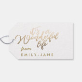 その素晴らしい人生の金ゴールドレタリングフォイルクリスマス ギフトタグ (裏面横)