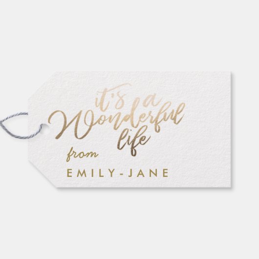その素晴らしい人生の金ゴールドレタリングフォイルクリスマス ギフトタグ (裏面横)