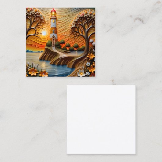 その絵画のは木を彫って作った水浴びをしている スクエア名刺 (正面/裏面)