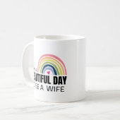 その美しい日の妻レインボーコーヒーマグ コーヒーマグカップ (正面左)