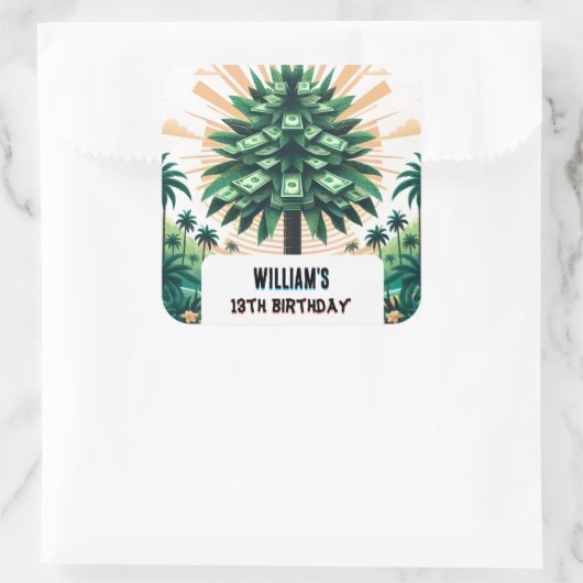 その自然クールキャッシュのみマネーツリー13誕生日 スクエアシール (バッグ)