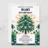 その自然クールキャッシュのみマネーツリー13誕生日 招待状 (正面)