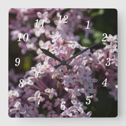 その薄紫時計の匂いを嗅ぐ スクエア壁時計 (正面)