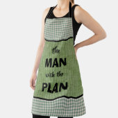 その計画を持った男は緑とギンガムチェック エプロン (インサイチュ)