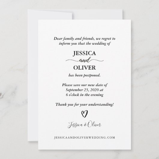 その転が発表を延期結婚して 招待状 (裏面)