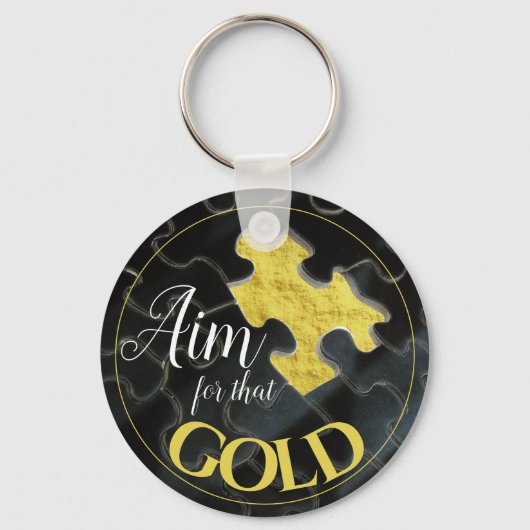 その金ゴールドの恋しく思パズル作品の動機を目指す キーホルダー (裏面)