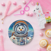 その雪だるまはクリスマスの宇宙飛行士だ ペーパープレート (パーティー)