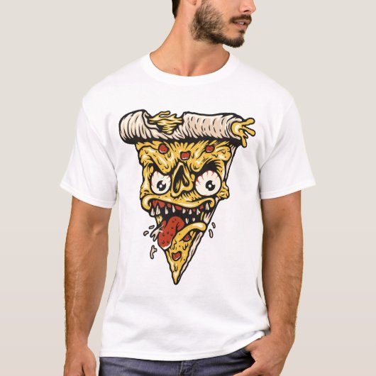 その食べピザステッカー – おもしろいグルメVibes Tシャツ (正面)