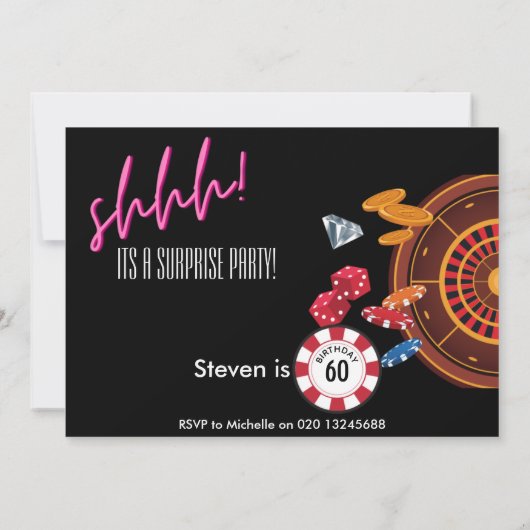 その驚きのカジノベガステーマの誕生日  招待状 (裏面)