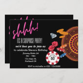 その驚きのカジノベガステーマの誕生日  招待状 (正面/裏面)