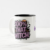 その魔女ハロウィーンパーソナライズされた100% ツートーンマグカップ (正面左)