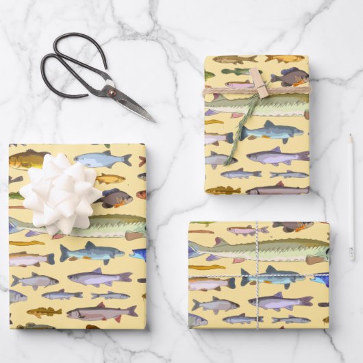 その魚のスポーツ魚釣り漁師ギフト ラッピングペーパーシート (正面)