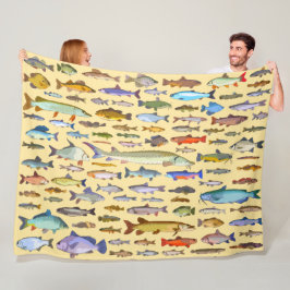 その魚の名前を当てろ スポーツ フィッシング 釣り人 フリースブランケット